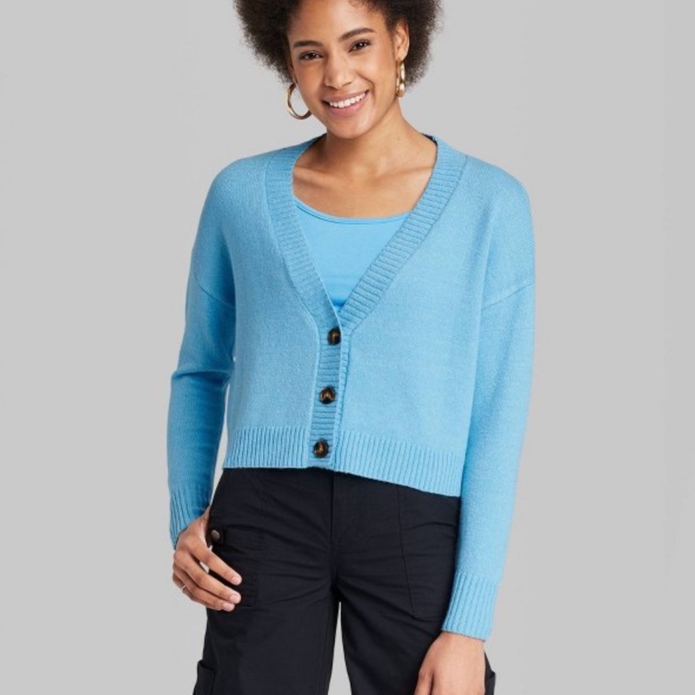 NWT Sky Blue Slouchy Oversized Button-Front Cardigan- XL